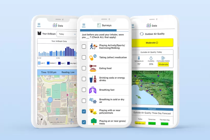 Smart phone screens showing systems to capture mobile data