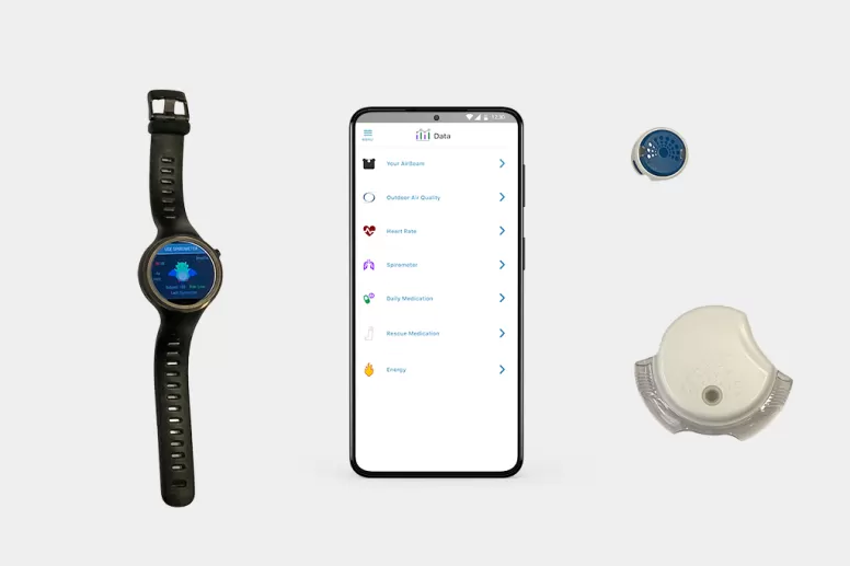 A composite of a smart watch, cell phone, and sensors 
